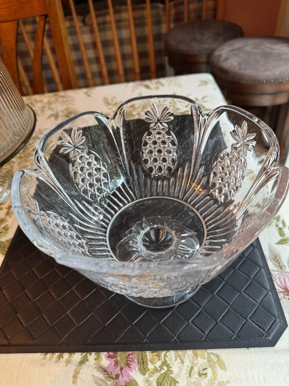 Godinger Shannon Lead Crystal Pineapple Pedestal Footed Centerpiece Bowl 9”x7”